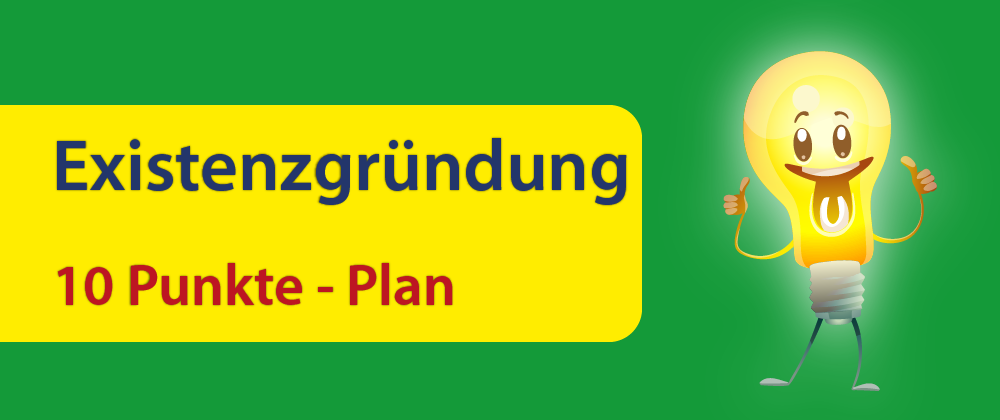 Ein Bild mit einer gelben Glühbirne auf grünem Hintergrund und dem Titel des Beitrags "Erfolgreiche Existenzgründung - 11 Tipps"